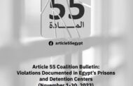 Egypt: Article 55 Coalition documents abuses in prisons in November 2023